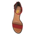 thumbnail image 5 of FSJ Women Open Round Toe Zipper Back Sandals Ankle Strap Low Stacked Block Heels Comfortable Daily Dress Retro Buckle Shoes Size 10 Red, 5 of 6