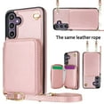 thumbnail image 2 of Crossbody Zipper Wallet Bag Case for Samsung Galaxy S23 FE,Dteck Shockproof Leather Card Slots Pocket Case Kickstad Cover with Shoulder Strap, Rosegold, 2 of 8