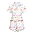 thumbnail image 3 of YOIAVAIOY Women's Casual Pajama Sets Button Down Shirt Shorts Short Sleeve Summer Lounge Sleepwear Multicolor XXL, 3 of 7