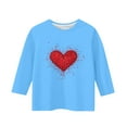 thumbnail image 5 of Sky Blue Girls' Sparkle Heart Accent Top - Cold Shoulder 3/4 Sleeve Soft Stretch Polyester Spandex Casual Tee for 5-12 Years Kids,Size 7-8T, 5 of 5