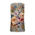 thumbnail image 3 of Women's Tank Tops Summer Loose T-shirt Sleeveless Shirt Beautiful Floral Print Vest Round Neck Loose Casual Oversize Blouses Top, 3 of 5