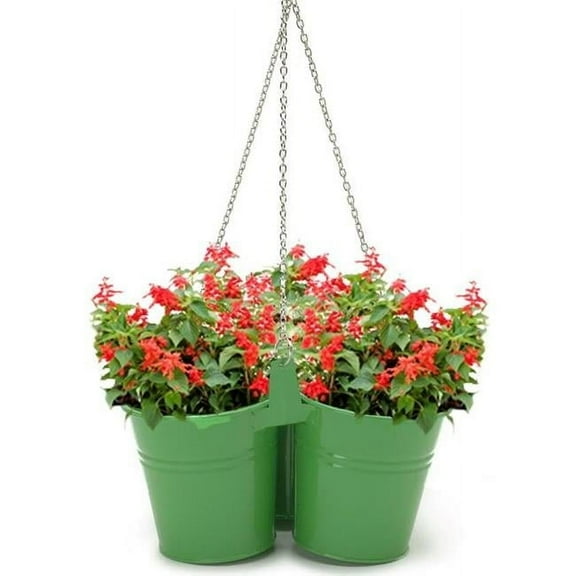 Houston International Trading  Enameled Galvanized Hanging 3 Planter Unit for 6.5 in. Plants, Sage