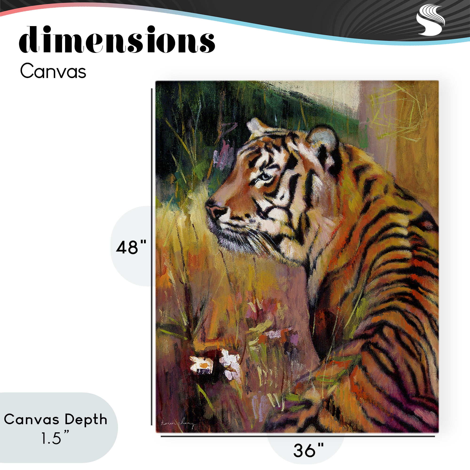 Stupell Industries Patience Tiger in Wait Canvas Wall Art, design by Karen Chang