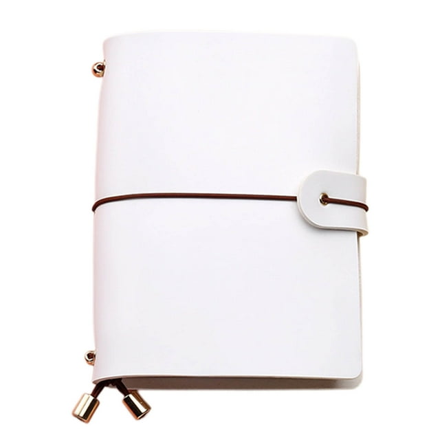 SLYNSHome Mini Journal Notebook,A6 Hardcover Leather Journals for Writing,Travel,Business,Work Portable Notebooks for Note Taking,Diary Notepad - White