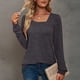 thumbnail image 2 of Camiseta de manga larga para mujer, sudadera informal holgada de Color puro, sudadera transpirable a la moda para mujer, gris oscuro XXL, 2 of 6