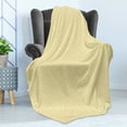 thumbnail image 4 of Geometric Soft Flannel Fleece Blanket, Interwined Striped Square Motifs Abstract Chessboard Simple Shapes, Cozy Plush for Indoor and Outdoor Use, 60" x 80", Pastel Yellow Off White, by Ambesonne, 4 of 5