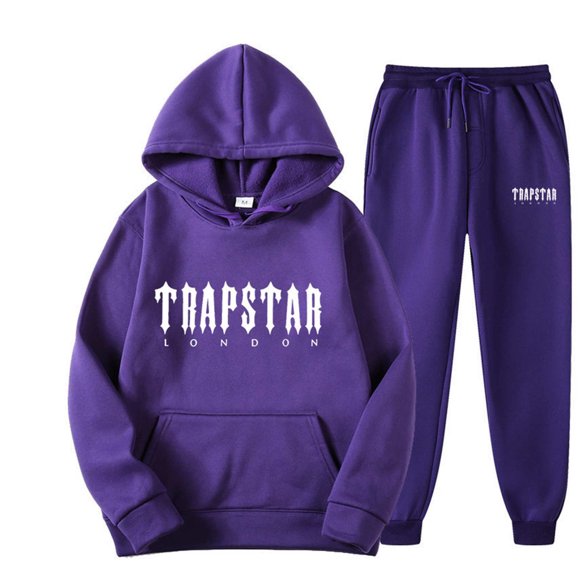 Trapstar Hoodies for Women Sets Long Sleeve Graphic Sweatshirts Loose Trapstar Street Hip-hop Pullover Sweatshirts+Sweatpants Women Set of 2 Classic Sweatshirts(Purple, XL)