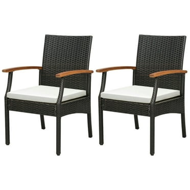 GVN Patio Dining Chairs, Outdoor Chairs,Patio Wicker Chair Set of 2 with Soft Zippered Cushion