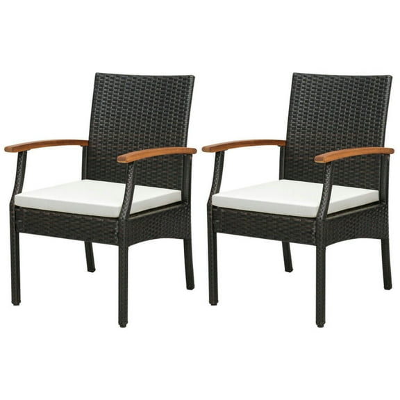 Topcobe Patio Wicker Chair Set of 2 with Soft Zippered Cushion, Outdoor Patio Chair