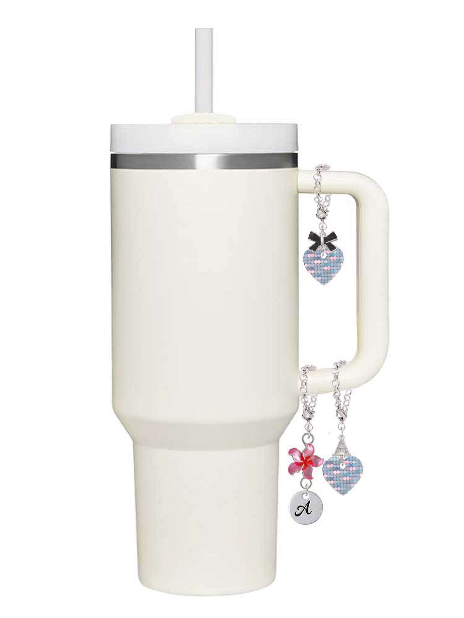 Delight Jewelry Acrylic Small Hologram Heart - Silvertone Black Bow Charm Accessory for Tumblers and Thermal Cups