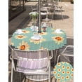 thumbnail image 5 of Fsddascl Yellow Green Spring Floral Outdoor Tablecloth - 60 Inch Round Dining Table Cover, Watercolor Botanical Waterproof Outdoor Table Cloth with Umbrella Hole & Zipper for Picnic/Patio/Party, 5 of 7