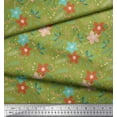 thumbnail image 3 of Soimoi Green polyester Crepe Fabric Snowflake,Leaves & Flower Floral Printed Fabric 1 Yard 52 Inch Wide, 3 of 3