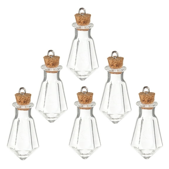 OUNONA 6PCS Mini Glass Bottles with Cork Mini Glass Wishing Bottle Tiny Glass Jars Bottles for Crafts Jewelry Decoration Wedding Party Favors