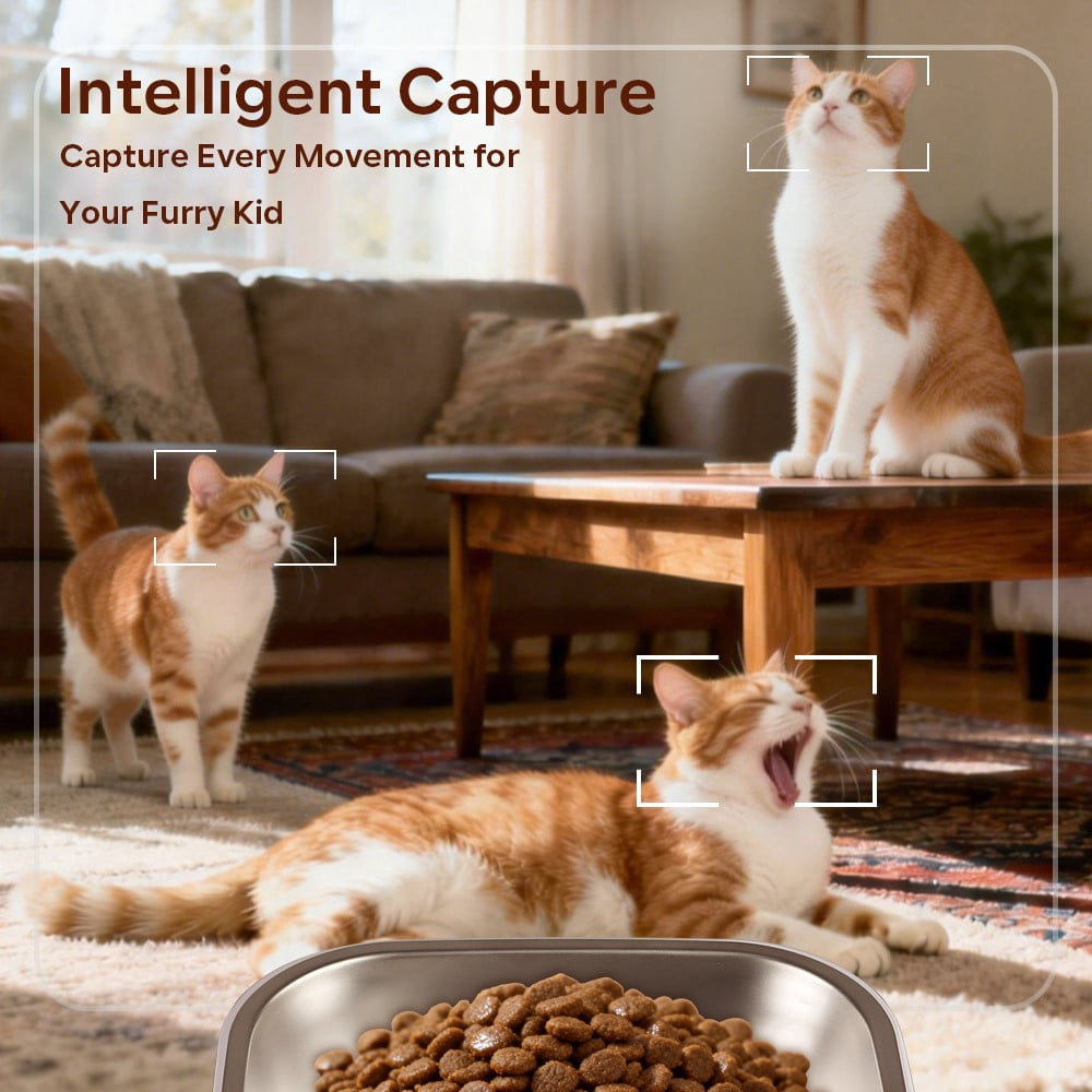 FGY 5L Automatic Cat Feeder with Camera 1080P HD, 2.4G/5G WiFi App Control, 2-Way Audio&Video Automatic Cat Food Dispenser (White)
