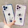 thumbnail image 4 of Compatible with iPhone 14 Pro Max Astronaut Case Women Girls Cute Clear Case Camera Lens Full Protection Soft Silicone Shockproof Case for iPhone 14 Pro Max 5g 6.7 inch (Blue a), 4 of 12
