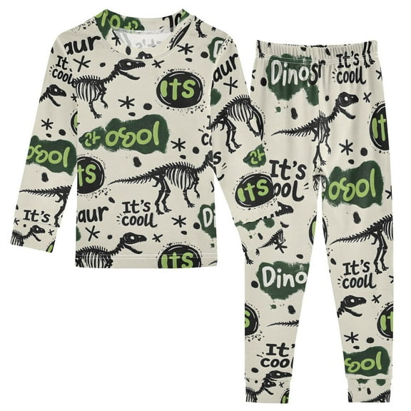joogoo Dinosaur Graffiti 2 Piece Long Sleeve Tee and Pants Cotton Pajama Set 5Y