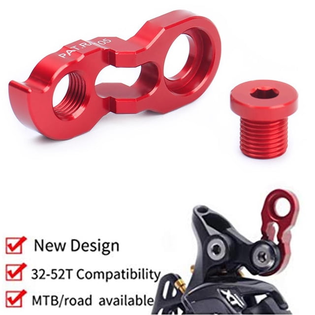 Maoww Rear Derailleur Hanger Extender Aluminium Alloy Road Mountain Bike Cycling Frame Gear Tail Hook Extender Red