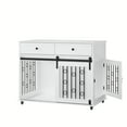thumbnail image 5 of Noble House 39.37" Modern Dog Crate Furniture with Sliding Barn Door and Drawers, Pet Kennel with Lockable Wheels, White, 5 of 14