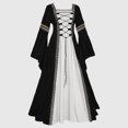 thumbnail image 1 of WILLBEST Pantalon de Robe pour Femmes avec Poches Robe Rétro Couleur Unie Manches Trompette Longue Robe Vintage Robe Gothique pour Femmes, 1 of 5