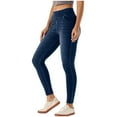 thumbnail image 3 of vigerkar Women's High Waisted Jeggings Pants Stretchy Tummy Control Skinny Jean Leggings with Pockets 2025 Dark Blue, M, 3 of 9