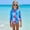 Blue, variant on Eltusu Girls One-Piece Swimsuit, Long Sleeve Holiday Crew Neck Quick Dry Rashguard Suit Blue Size 0-6T