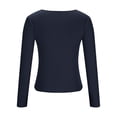 thumbnail image 5 of VEKDONE Women's Long Sleeve Ribbed Knit Crop Tops Casual Crew Neck Slim Fitted Tunic Tops Exposed Seams Basic Tee Solid Color Tight Shirts, 5 of 6