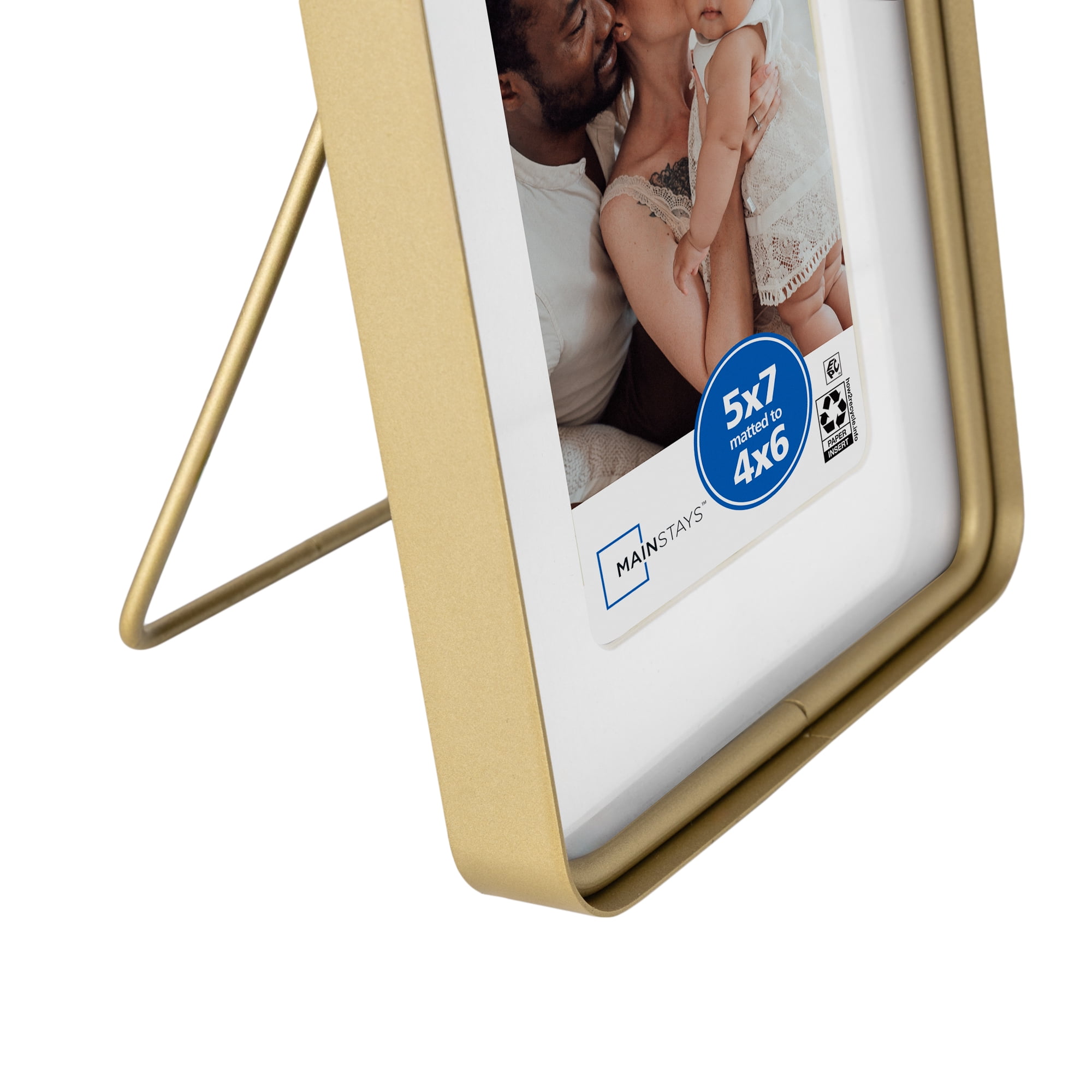 Mainstays 5x7 Matted to 4x6 Picture Frame – Gold Rounded Corner Tabletop Photo Frame