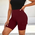 thumbnail image 5 of Athletic Shorts for Women Soild Color Fashion Casual Workout Shorts Lightweight Elastic Waist Slim Fits Summer Shorts with Pocket, 5 of 7