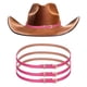 thumbnail image 1 of 4 PCS Banda de Sombrero Stretchable Bandas de Sombrero de Vaquero Bling Cinturón para Mujeres Hombres Gorras Sombrero de Vaquero (Rosa), 1 of 7
