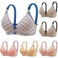 thumbnail image 3 of Women's Plus Size Bra Wireless Floral Print Everyday Comfort Underwear Adjustable Strap Breathable Daily Bras (36/80BC, Coffee), 3 of 3