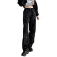 thumbnail image 5 of Liacowi Women Juniors Casual Baggy Cargo Pants Wide Leg Trousers Loose Oversized Hippie Drawstring Punk Sweatpants Joggers Streetwear, 5 of 8