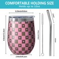 thumbnail image 5 of 12oz Stemless Wine Tumblers Pink Brown Heart Checkered Pattern Vacuum Insulated Stainless Steel Travel Tumbler Cups Mug with Lid and Straw for Champaign,Cocktail,Beer with Cleaning Brush, 5 of 5