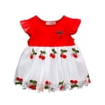 thumbnail image 1 of SXcggal One Jupe pour Enfants Style Cerise Rouge Style d'Été Robe à Manches Courtes Jupe à Coutures Broderie Style Western Jupe Fille Douce Mignonne Décontractée Robe pour Enfants, 1 of 8