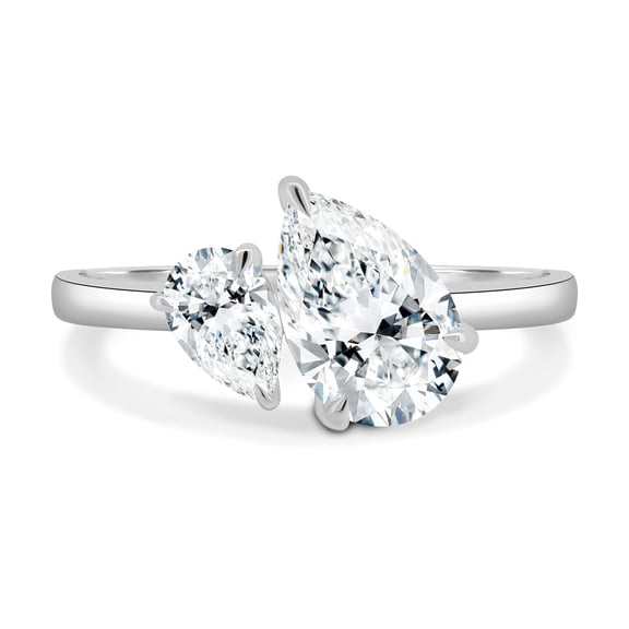 ESTE ORIGIN 2.5Ct Double Pear Toi et Moi Moissanite Engagement Ring 10K White Gold Two Stone Ring for Women US 5