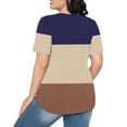 thumbnail image 3 of Scyoekwg Graphic T Shirts For Women Trendy Round Neck Pleated Tunic Shirts Color Block Patchwork Comfy Short Sleeve T Shirts Casual Loose Lightweight Summer Blouses (Navy,XL), 3 of 5