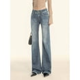 thumbnail image 4 of EMMIOL Women's Mid Rise Flared Bell Bottom Stretch Wide Leg Jeans Y2K 90s Boyfriends Denim Pants, 4 of 4