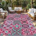 thumbnail image 2 of Vintage Middle Century Outdoor Rug for Patio/Deck/Porch, Non-Slip Large Area Rug 4 x 6 Ft, Abstract Bohemia Style Aztec Pink Indoor Outdoor Rugs Washable Area Rugs, Camping Rug Carpet Runner, 2 of 8