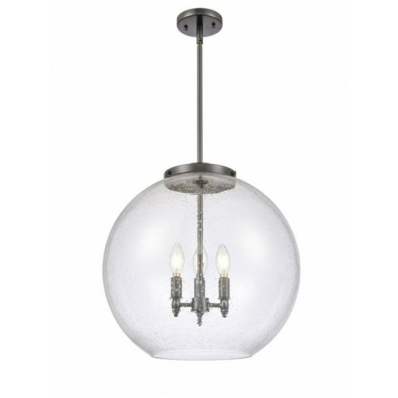 221-3S-BK-G124-18 Innovations Lighting Athens - 3 Light Pendant In Industrial Style-18.38 Inches Tall and 17.75 Inches Wide-Matte Black Finish-Seedy