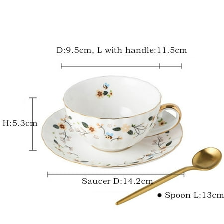 

Ceramic Coffee Cup and Saucer Set American Country Style Fine Bone Chinese Flower Teacup Household Water Cofee Porcelain Teaware