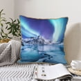 thumbnail image 4 of KLL Night At Lake Aurora 1 Decorative Throw Pillow Covers Velvet Soft for Couch Sofa Bedroom Living Room Outdoor (No pillow core)- 18"x18", 4 of 5