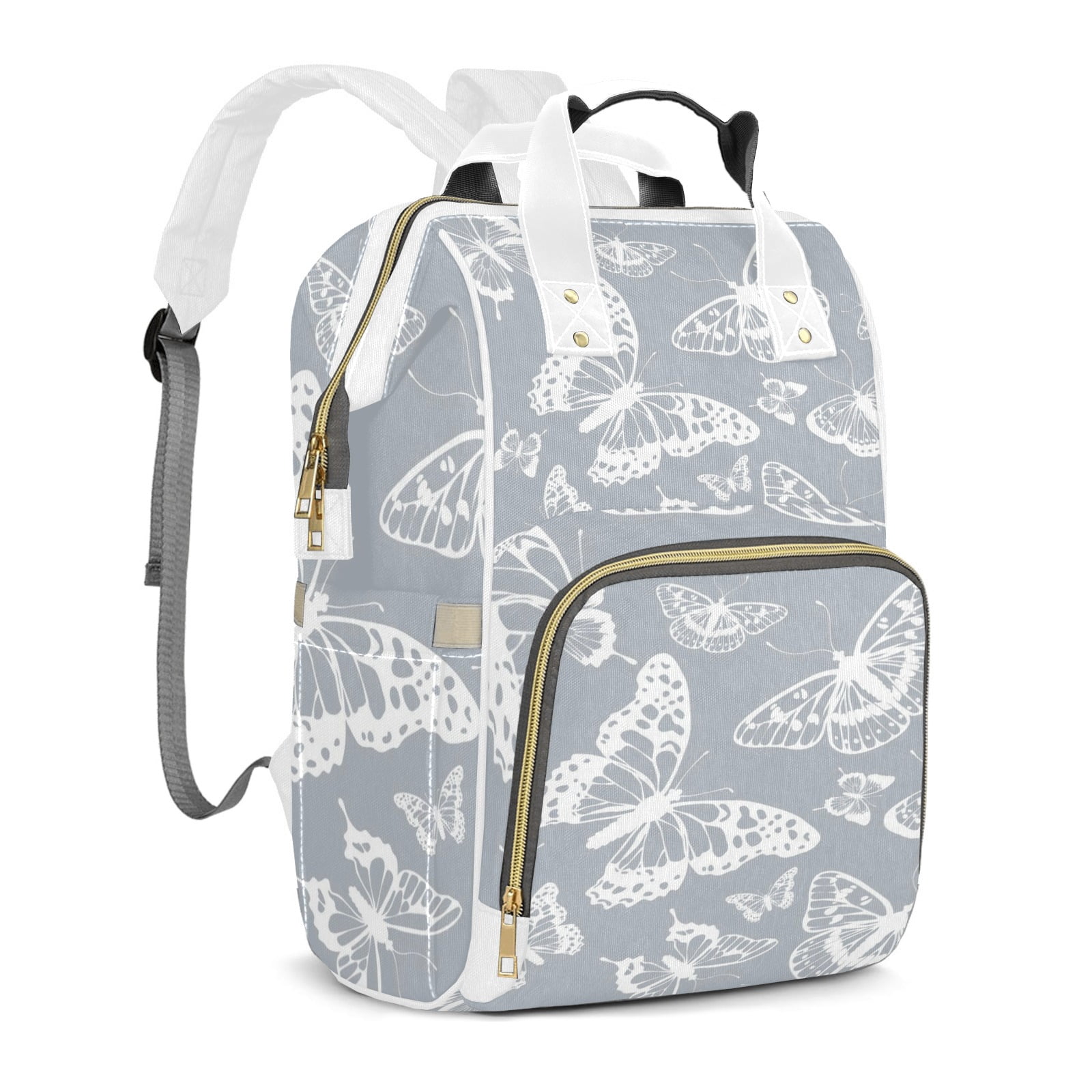 Abstract Butterflies Diaper Backpack – Large Capacity, Insulated Baby Bottle Pocket, Multifunctional Mommy Bag for Boys & Girls
