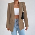 thumbnail image 2 of Zshosam Womens Long Sleeve Blazers Casual Open Front Lapel Button Slim Work Office Blazer Jacket(Khaki,M), 2 of 5