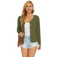thumbnail image 3 of Women's Lightweight Cardigan Sweater Long Sleeve Crewneck Button Down Knit Cardigan(Green 2XL), 3 of 6