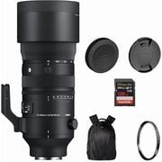 Sigma 70-200mm f/2.8 DG DN OS Sports Camera Lens with UV Filter, 128GB SD Card and Camera Backpack Bundle