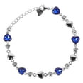thumbnail image 1 of Pulsera con dije de corazón para mujer, pulseras de eslabones con forma de corazón, pulsera de cristal con piedra de cristal para mujer, joyería en tono plateado, regalo para ella, 1 of 7