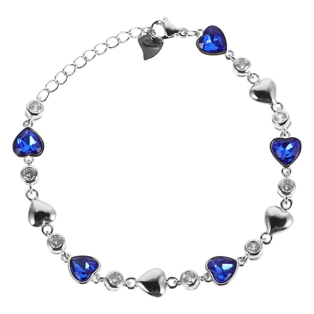 Pulsera con dije de corazón para mujer, pulseras de eslabones con forma de corazón, pulsera de cristal con piedra de cristal para mujer, joyería en tono plateado, regalo para ella