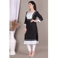 thumbnail image 3 of Black & White Straight Fit Soft Cotton Kurta, 3 of 6
