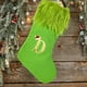 thumbnail image 1 of Media navideña grande de punto - Diseño de alfabeto verde peludo, calcetín regalo navideño de 18,5" para decoración de la repisa de la chimenea, 1 of 6