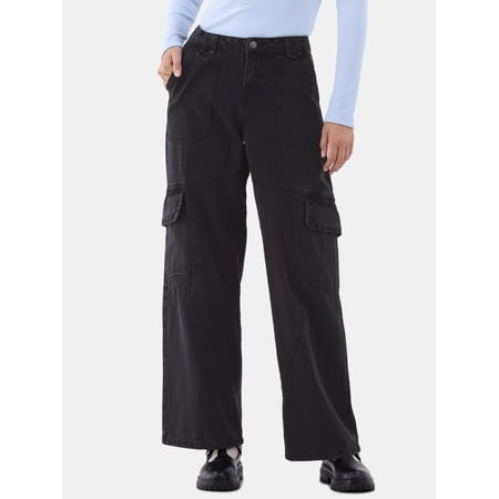 No Boundaries Wide Leg Cargo Pants, Women's