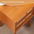 thumbnail image 3 of OKD Modern Wood Nightstand with Rattan 2 Drawers,Cherry, 3 of 8